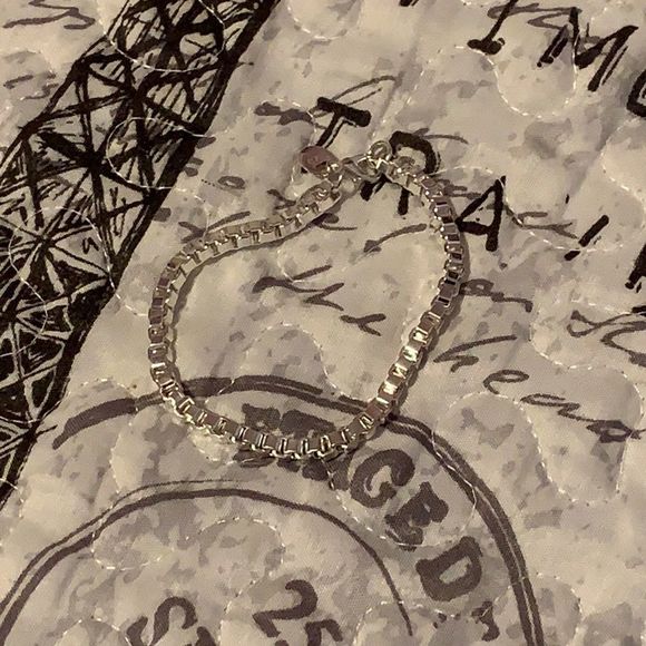 Sterling Silver Plated Square Link Chain Bracelet - Picture 6 of 9